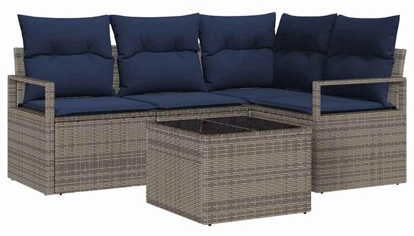 VidaXL Kanapé Szett 5 pcs Szürke polirattan