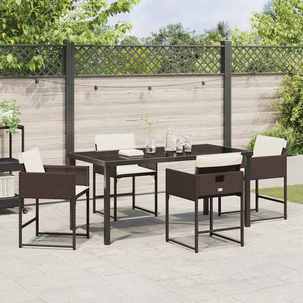 VidaXL Kert étkező szett 5 pcs Barna polirattan