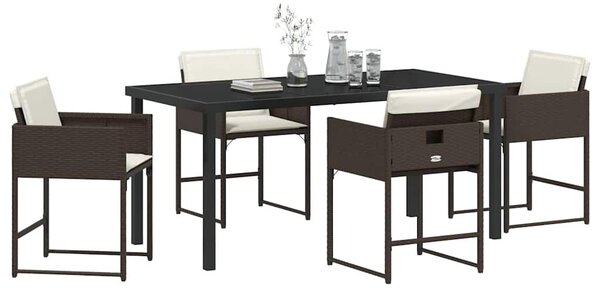 VidaXL Kert étkező szett 5 pcs Barna polirattan