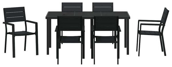 VidaXL Kert étkező szett 7 pcs Fekete Porszórt acél
