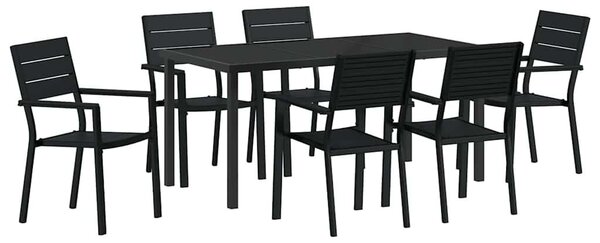 VidaXL Kert étkező szett 7 pcs Fekete Porszórt acél