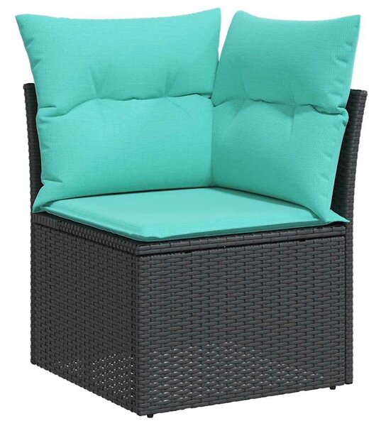 VidaXL 10 részes fekete polyrattan kerti ülőgarnitúra párnákkal