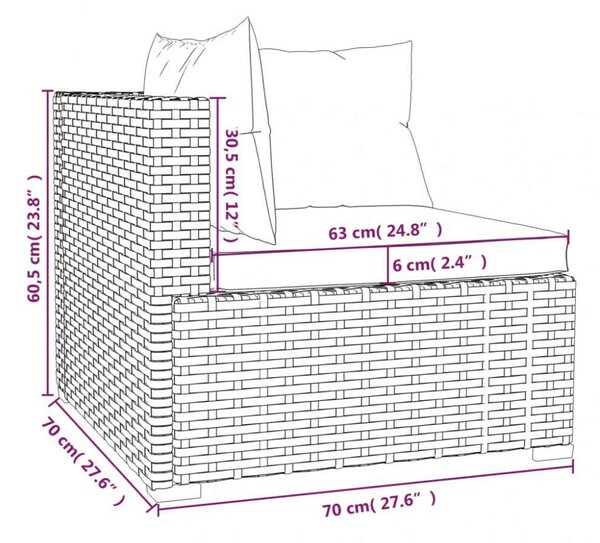 Polyrattan Kerti Ülőgarnitúra - 6 részes - Barna
