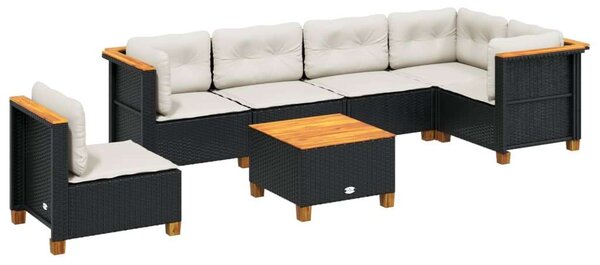 VidaXL 7 részes Kerti Ülőgarnitúra - Fekete Polyrattan