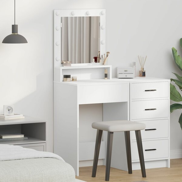 VidaXL Fehér Szerelt fa 50 x 41 x 135 cm Tükör Öltözőasztal