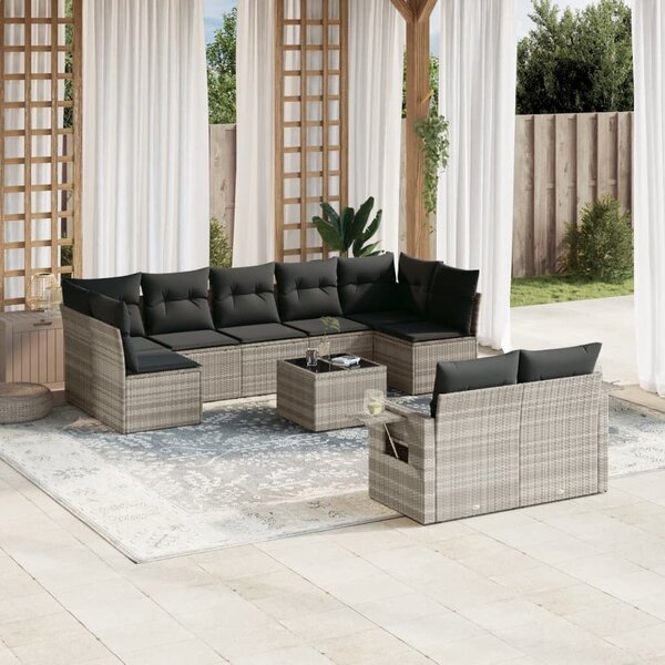 VidaXL Polyrattan Kerti Ülőgarnitúra - 10 részes - Világosszürke