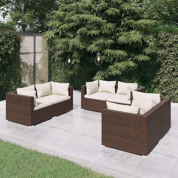 Polyrattan Kerti Ülőgarnitúra - 6 részes - Barna