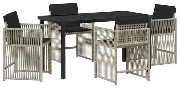 VidaXL Kert étkező szett 5 pcs Világosszürke polirattan