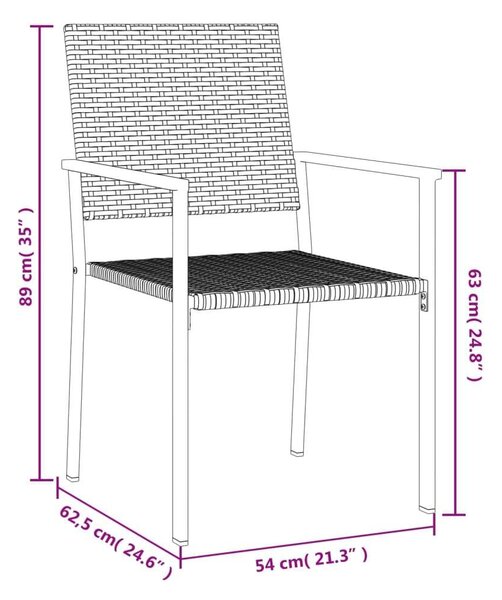 VidaXL 3-részes polyrattan és acél kerti étkezőgarnitúra
