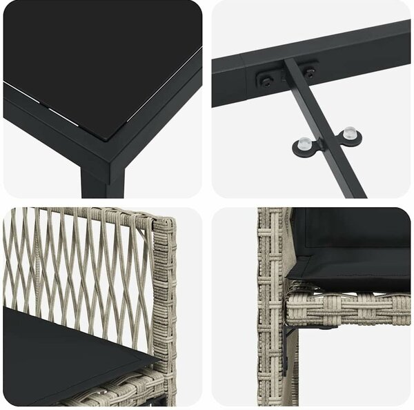 VidaXL Kert étkező szett 5 pcs Világosszürke polirattan