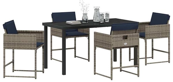 VidaXL Kert étkező szett párnával 5 pcs Szürke Poli rattan