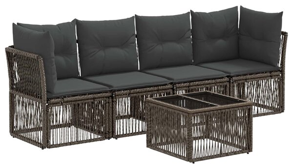 VidaXL Kerti Kanapé Szett 5 pcs Szürke polirattan