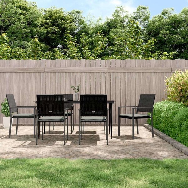VidaXL 7-részes polyrattan és acél kerti étkezőgarnitúra párnával
