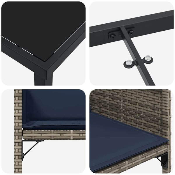 VidaXL Kert étkező szett párnával 5 pcs Szürke Poli rattan