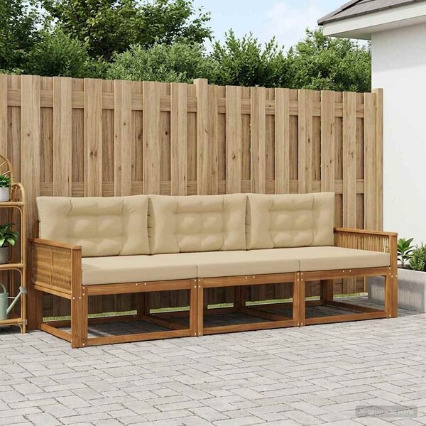 VidaXL Kültéri kanapé szett párnával 3 pcs Természetes és bézs