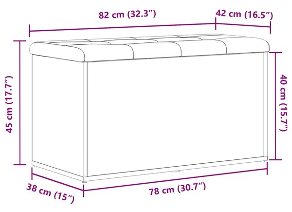 VidaXL Tárolópad Fekete tölgy MDF, Poliészter 80 x 40 x 45 cm Tárolópad
