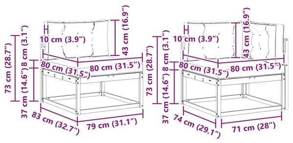VidaXL Kültéri kanapé szett 4 pcs Természetes és Világosszürke