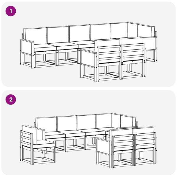 VidaXL Kültéri kanapé szett 8 pcs Természetes és Világosszürke