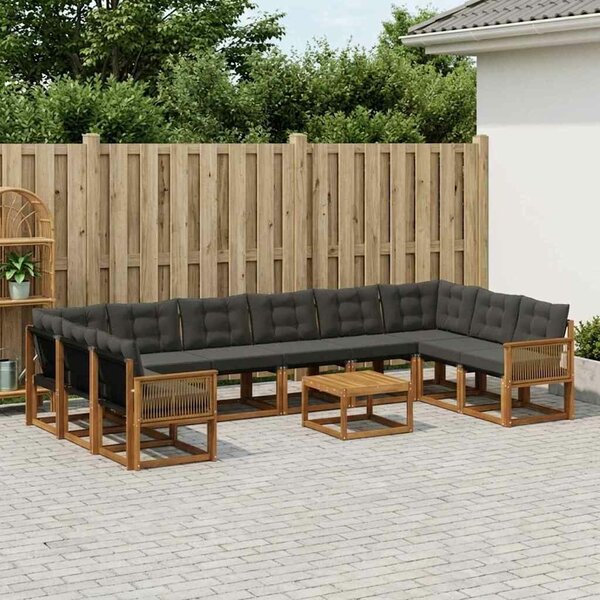 VidaXL Kültéri kanapé szett párnával 11 pcs Természetes és Fekete