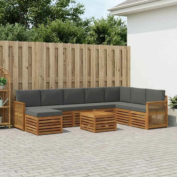 VidaXL Kültéri kanapé szett párnával 7 pcs Természetes és antracit