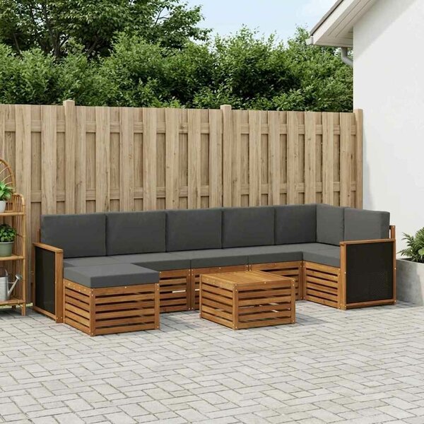 VidaXL Kültéri kanapé szett párnával 7 pcs Természetes és antracit