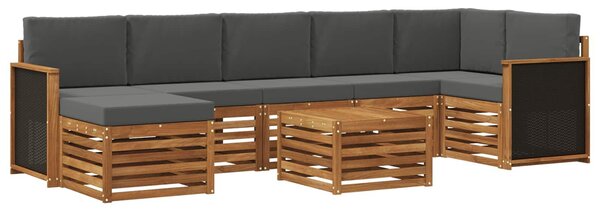 VidaXL Kültéri kanapé szett párnával 7 pcs Természetes és antracit