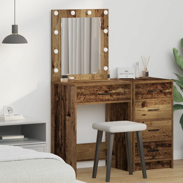 VidaXL Régi fa MDF 50 x 41 x 135 cm Tükör Piperasztal Négyszögletes