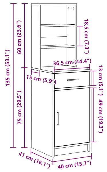 VidaXL Magasfiú fiókkal Füstölt tölgy 40 x 40,5 x 135 cm Faanyag