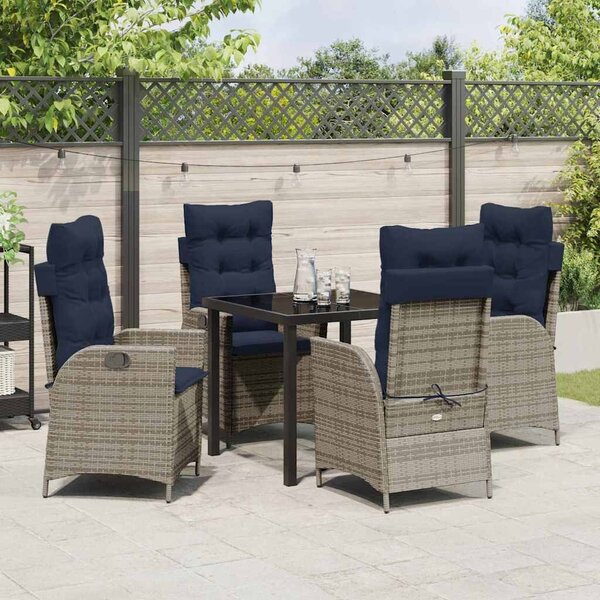 VidaXL Kert étkező szett párnával 5 pcs Szürke és fekete Rattan