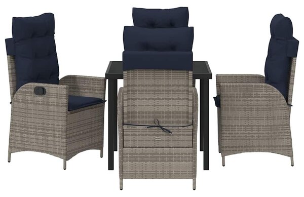 VidaXL Kert étkező szett párnával 5 pcs Szürke és fekete Rattan