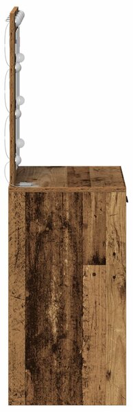 VidaXL Régi fa MDF 50 x 41 x 135 cm Tükör Piperasztal Négyszögletes