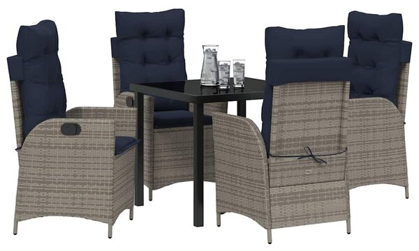 VidaXL Kert étkező szett párnával 5 pcs Szürke és fekete Rattan
