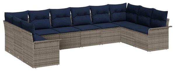 VidaXL Kerti Kanapé Szett párnával 10 pcs Szürke polirattan