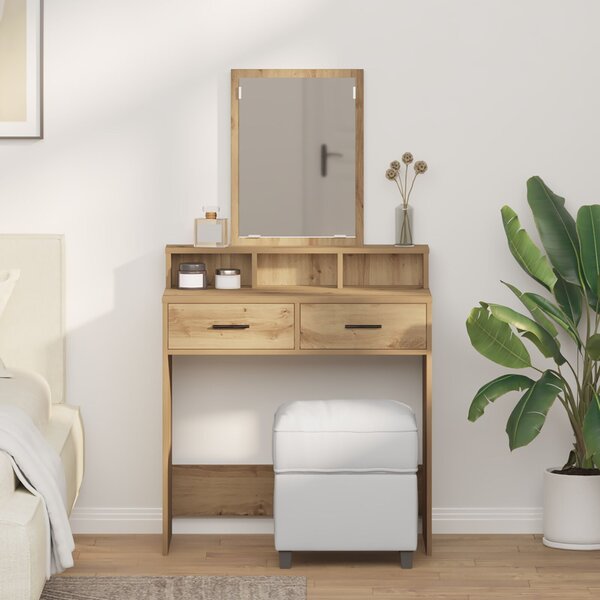 VidaXL Artisan tölgy Szerelt fa 79 x 41 x 140 cm Tükör Piperebútor