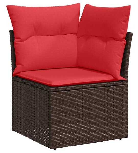 VidaXL Kerti Kanapé Szett tárolóval 7 pcs Beige és Piros polirattan
