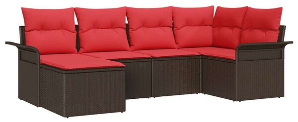 VidaXL Kerti Kanapé Szett párnával 6 pcs Barna polirattan