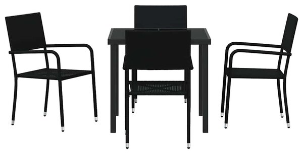 VidaXL Kert étkező szett párnával 5 pcs Fekete polirattan