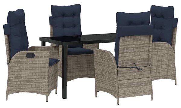 VidaXL Kert étkező szett párnával 5 pcs Szürke és fekete Rattan