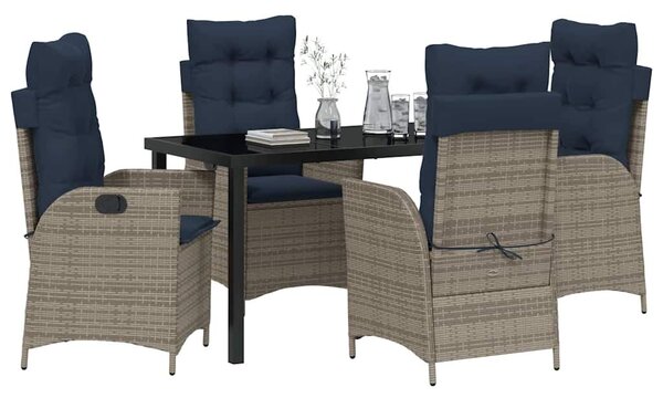VidaXL Kert étkező szett párnával 5 pcs Szürke és fekete Rattan
