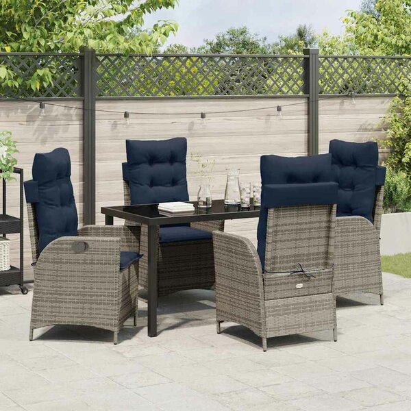 VidaXL Kert étkező szett párnával 5 pcs Szürke és fekete Rattan
