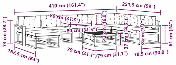 VidaXL Kültéri kanapé szett 9 pcs Fehér és Krém színű
