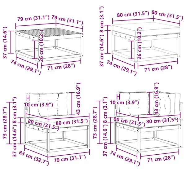 VidaXL Kültéri kanapé szett 8 pcs Fehér és Bézs
