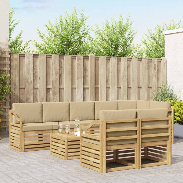 VidaXL Kültéri kanapé szett 9 pcs Fehér és Bézs 59 x 59 x 37 cm