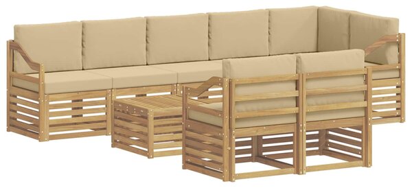 VidaXL Kültéri kanapé szett 9 pcs Fehér és Bézs 59 x 59 x 37 cm