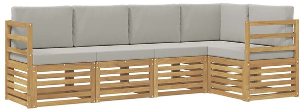 VidaXL Kültéri kanapé szett 5 pcs Fehér és Világosszürke