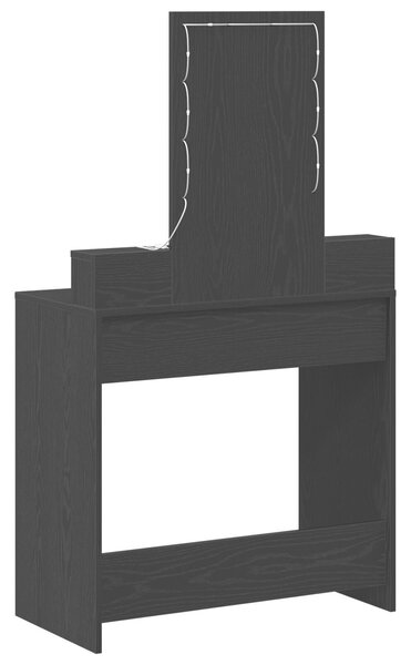 VidaXL Fekete tölgy Mérnöki fa 79 x 41 x 140 cm Tükör Piperasztal