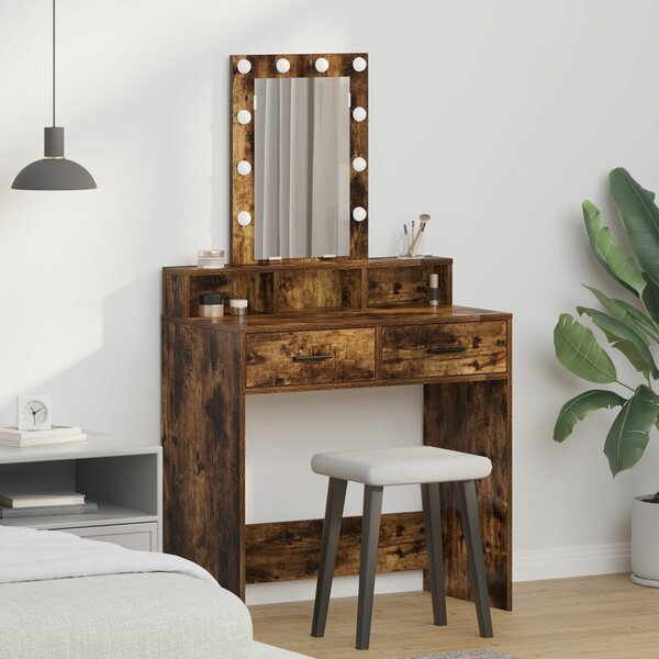 VidaXL Füstölt tölgy Szerelt fa 79 x 41 x 140 cm Tükör Pipereasztal