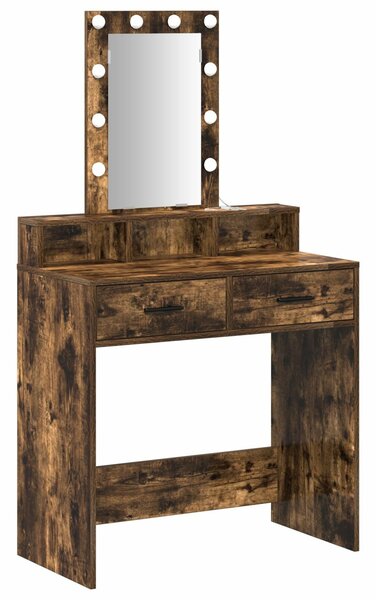 VidaXL Füstölt tölgy Szerelt fa 79 x 41 x 140 cm Tükör Pipereasztal