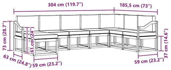 VidaXL Kültéri kanapé szett párnával 8 pcs Fehér és Antracitszürke