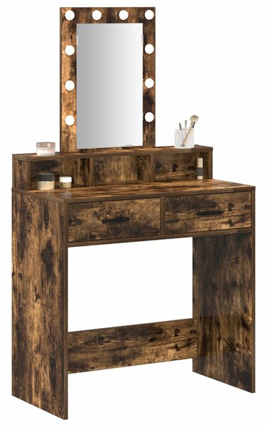 VidaXL Füstölt tölgy Szerelt fa 79 x 41 x 140 cm Tükör Pipereasztal